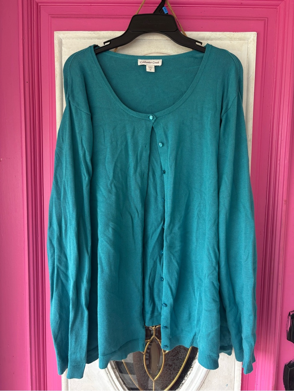 Coldwater Creek Teal Button-Front Cardigan